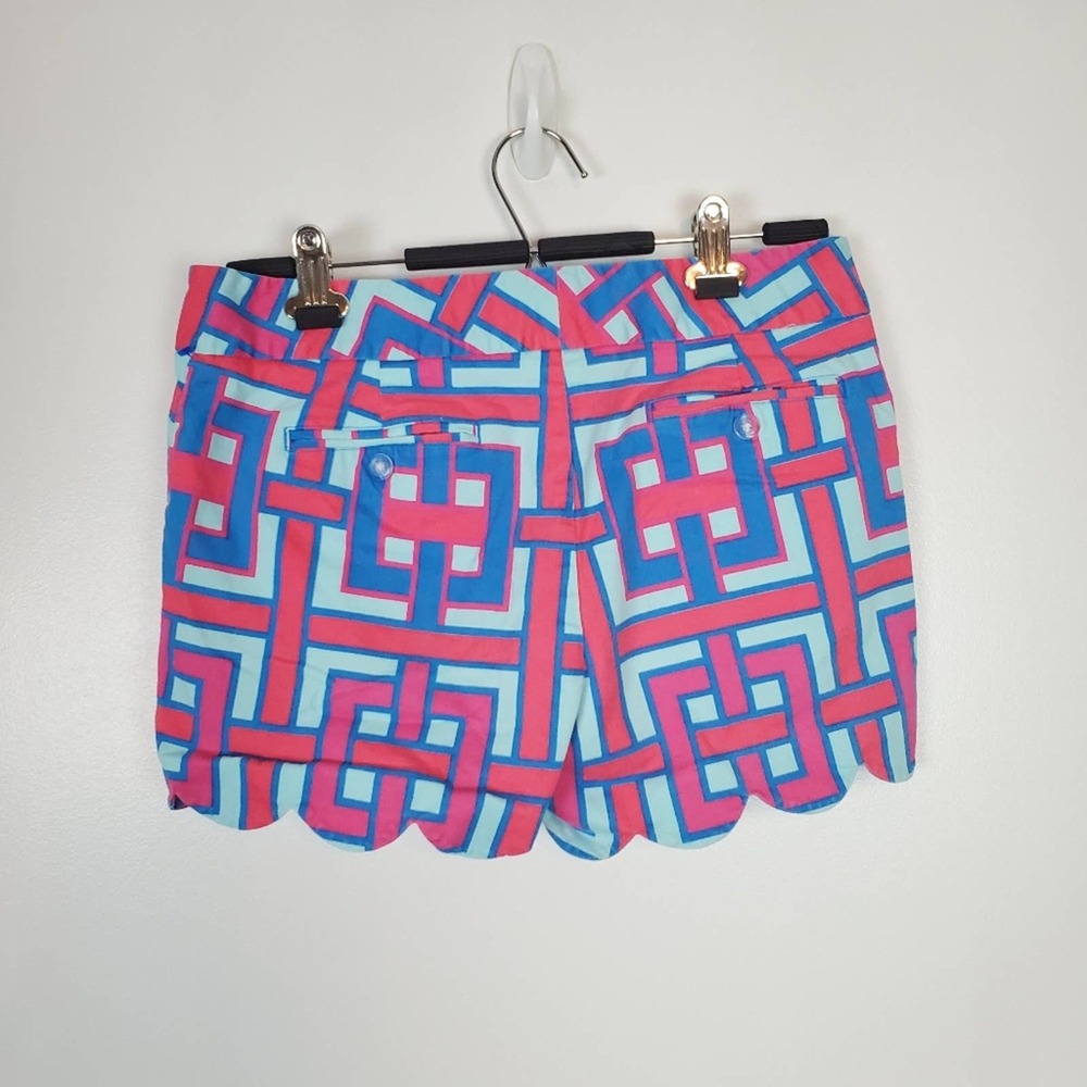 Crown & Ivy pink and blue scalloped shorts EUC - Picture 4 of 5